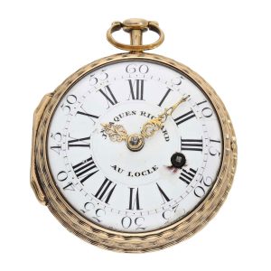Swiss gold/enamel cylinder watch with chatelaine Circa 1740