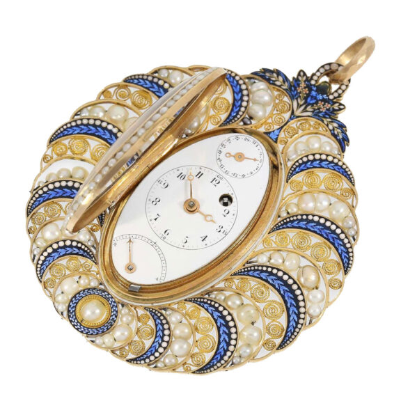 Swiss decorative gold watch with pearl setting Circa 1790 Swiss decorative gold watch with pearl setting Circa 1790