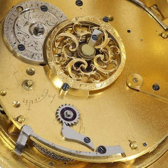 Swiss gold quarter repeater with two Jacquemarts Circa 1810 Swiss gold quarter repeater with two Jacquemarts Circa 1810