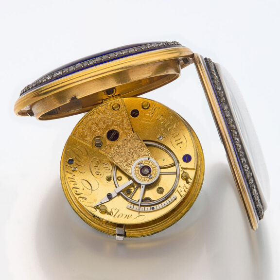 English gold, enamel and diamond-set lever watch Circa 1830 English gold, enamel and diamond-set lever watch Circa 1830