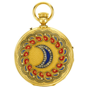 Rare Indian gold, enamel and diamond set pocket watch Circa 1875