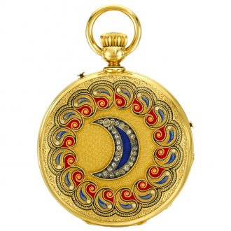 Rare Indian gold, enamel and diamond set pocket watch Circa 1875