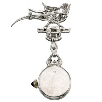 Swiss white gold and diamond set lever lapel watch Circa 1920