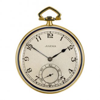 Swiss gold and enamel open faced keyless lever watch Circa 1930 Swiss gold and enamel open faced keyless lever watch Circa 1930