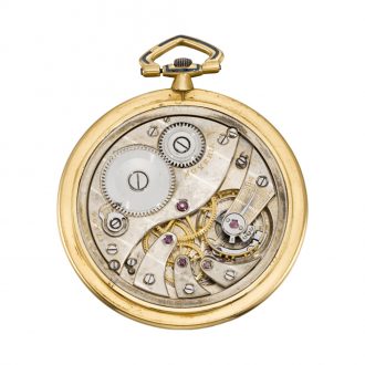 Swiss gold and enamel open faced keyless lever watch Circa 1930 Swiss gold and enamel open faced keyless lever watch Circa 1930