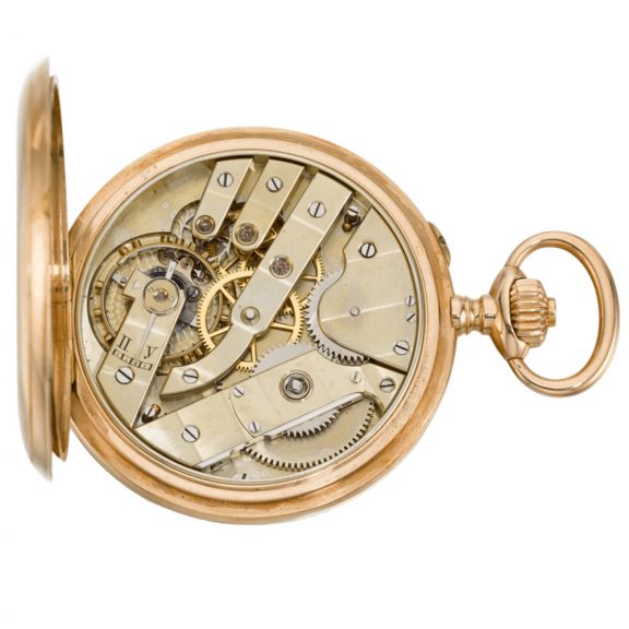 Swiss gold hunting cased keyless presentation watch Circa 1900 Swiss gold hunting cased keyless presentation watch Circa 1900