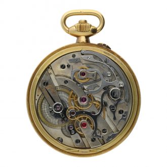 Swiss gold keyless lever chronograph with register Circa 1910