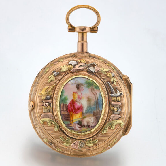 Swiss multi-color gold verge watch with portrait Circa 1790 Swiss multi-color gold verge watch with portrait Circa 1790