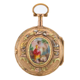 Swiss multi-color gold verge watch with portrait Circa 1790