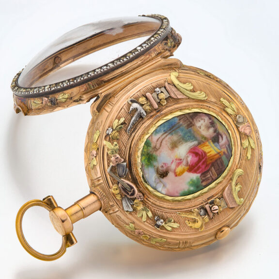 Swiss multi-color gold verge watch with portrait Circa 1790 Swiss multi-color gold verge watch with portrait Circa 1790