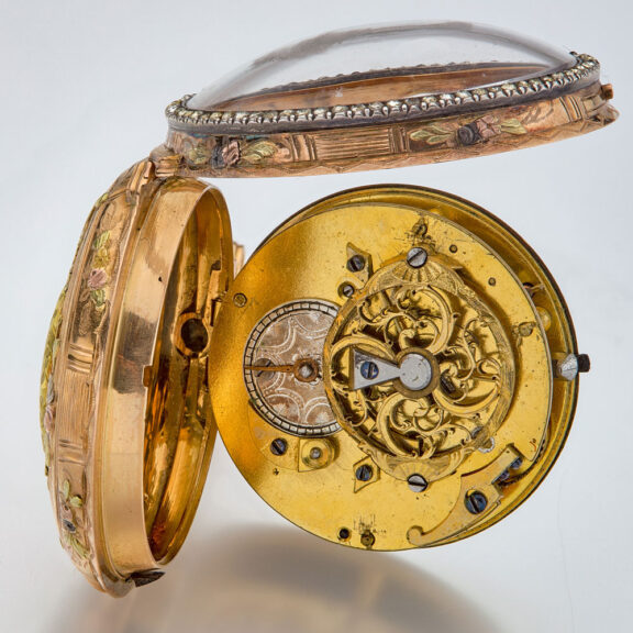 Swiss multi-color gold verge watch with portrait Circa 1790 Swiss multi-color gold verge watch with portrait Circa 1790