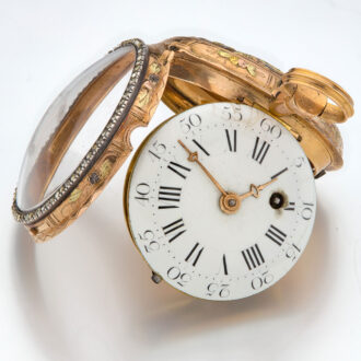 Swiss multi-color gold verge watch with portrait Circa 1790