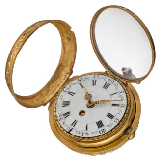 An English 20 carat date verge in repousse pair cases Circa 1740
