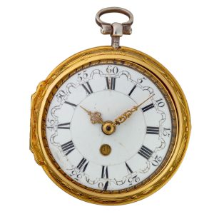 English 20 carat date verge in repousse pair cases Circa 1740
