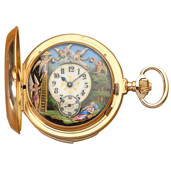 Swiss gold repeating watch with two jacquemarts Circa 1900 Swiss gold repeating watch with two jacquemarts Circa 1900