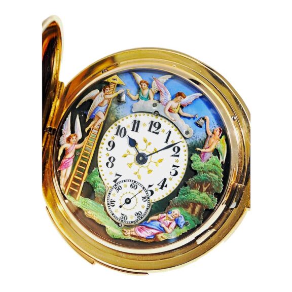 Swiss gold repeating watch with two jacquemarts Circa 1900 Swiss gold repeating watch with two jacquemarts Circa 1900