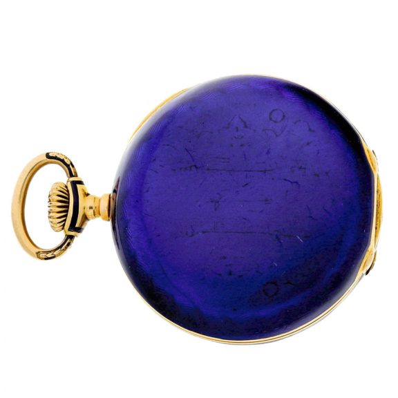 Swiss gold and blue enamel half hunting cased watch Circa 1891 Swiss gold and blue enamel half hunting cased watch Circa 1891