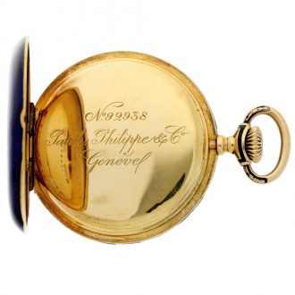 Swiss gold and blue enamel half hunting cased watch Circa 1891
