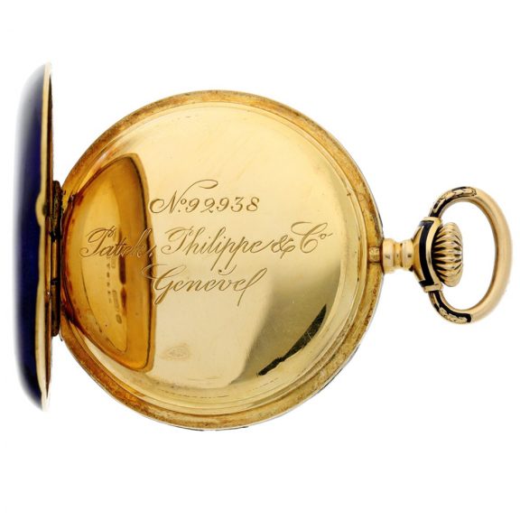 Swiss gold and blue enamel half hunting cased watch Circa 1891 Swiss gold and blue enamel half hunting cased watch Circa 1891