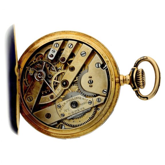Swiss gold and blue enamel half hunting cased watch Circa 1891 Swiss gold and blue enamel half hunting cased watch Circa 1891