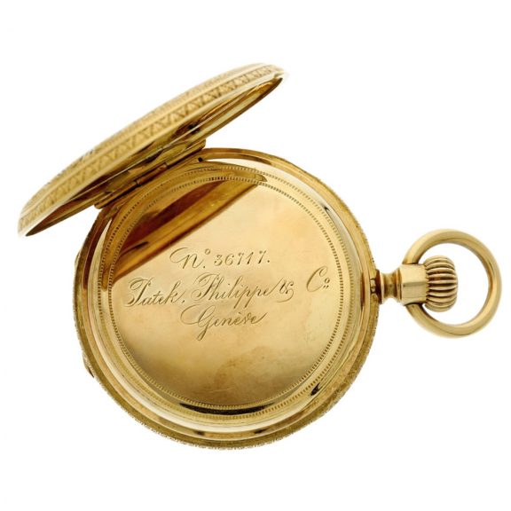 Swiss gold and enamel hunting cased pocket watch Circa 1869 Swiss gold and enamel hunting cased pocket watch Circa 1869