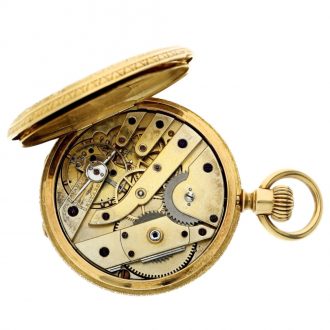 Swiss gold and enamel hunting cased pocket watch Circa 1869