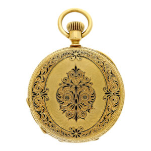Swiss gold and enamel hunting cased pocket watch Circa 1869