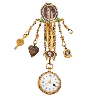 English 18k gold and enamel watch with chatelaine  Circa 1780