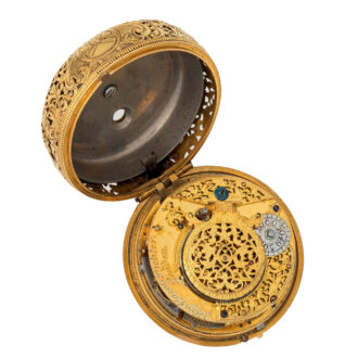 English fine gold quarter repeating verge watch with date Circa 1710