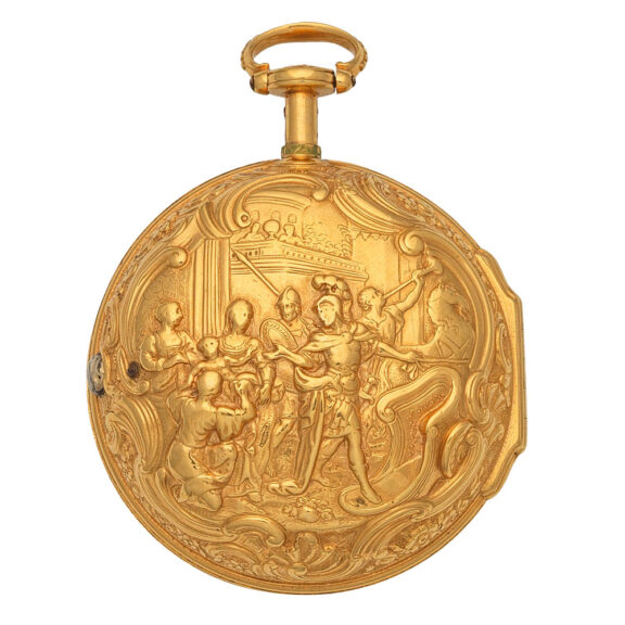 English gold quarter repeating repoussé watch Circa 1760