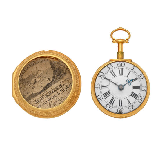 English gold quarter repeating repoussé watch Circa 1760 English gold quarter repeating repoussé watch Circa 1760