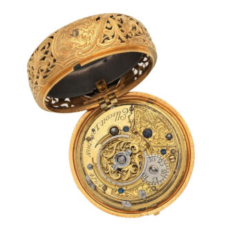 English gold quarter repeating repoussé watch Circa 1760