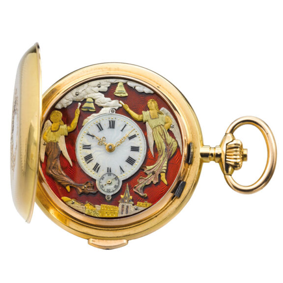Swiss gold minute repeating automaton watch Circa 1885