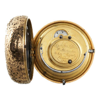 English gilt-metal pair case quarter striking clock watch Circa 1780