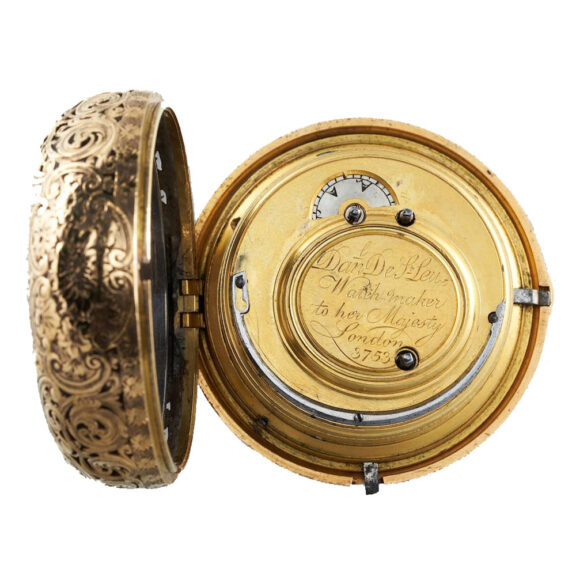 English gilt-metal pair case quarter striking clock watch Circa 1780 English gilt-metal pair case quarter striking clock watch Circa 1780