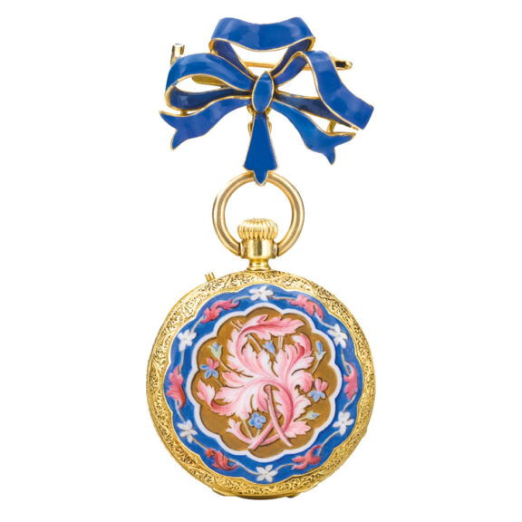 Swiss lady's 18k gold and enamel brooch watch Circa 1885