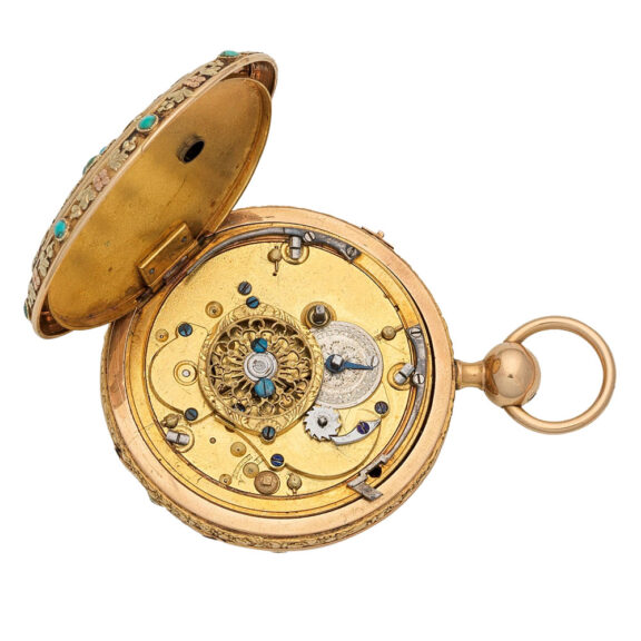 French 18K turquoise set quarter repeating watch Circa 1830 French 18K turquoise set quarter repeating watch Circa 1830
