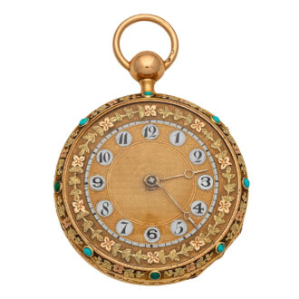 French 18K turquoise set quarter repeating watch Circa 1830