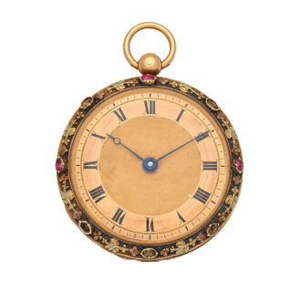 French 18 carat gold ruby set cylinder pocket watch Circa 1830 French 18 carat gold ruby set cylinder pocket watch Circa 1830