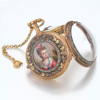 Swiss multi-color gold and portriait cylinder watch Circa 1785