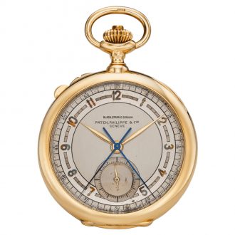 Swiss gold split seconds open faced chronograph watch Circa 1904