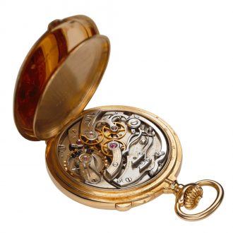 Swiss gold split seconds open faced chronograph watch Circa 1904 Swiss gold split seconds open faced chronograph watch Circa 1904