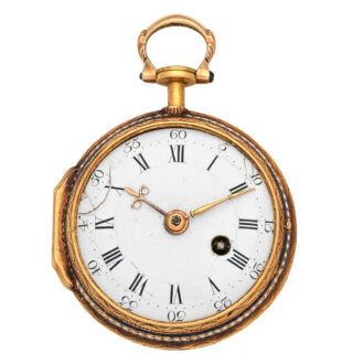 English 18k gold and enamel watch with chatelaine  Circa 1780