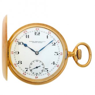 Swiss gold hunting cased watch with red 24h indicator Circa 1920