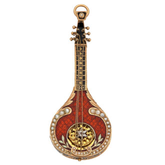 French gold, enamel and pearl set form watch Circa 1840