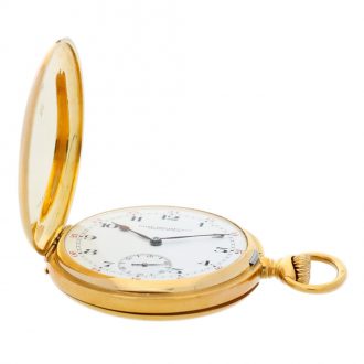 Swiss gold hunting cased watch with red 24h indicator Circa 1920