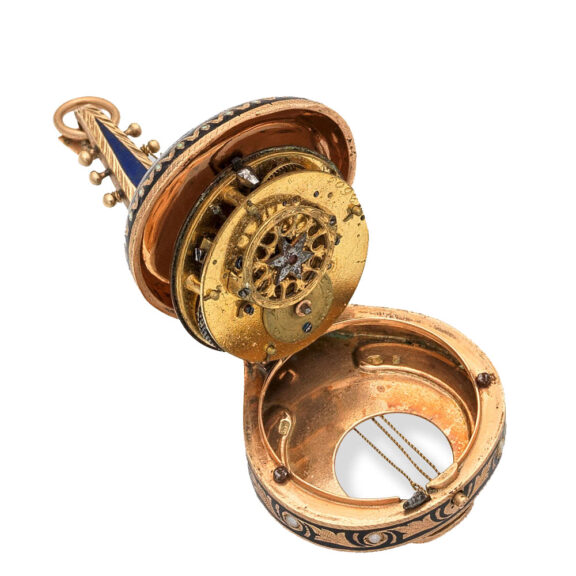 French gold, enamel and pearl set form watch Circa 1840 French gold, enamel and pearl set form watch Circa 1840