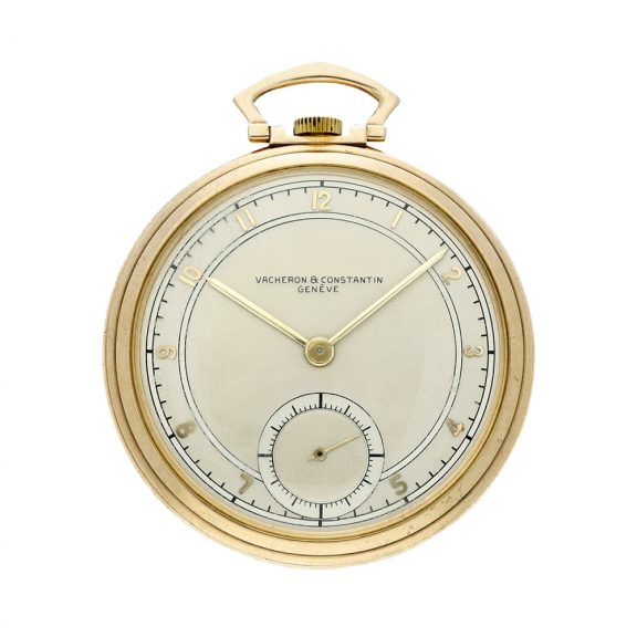 Swiss yellow gold keyless open faced lever watch Circa 1945