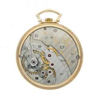 Swiss yellow gold keyless open faced lever watch Circa 1945