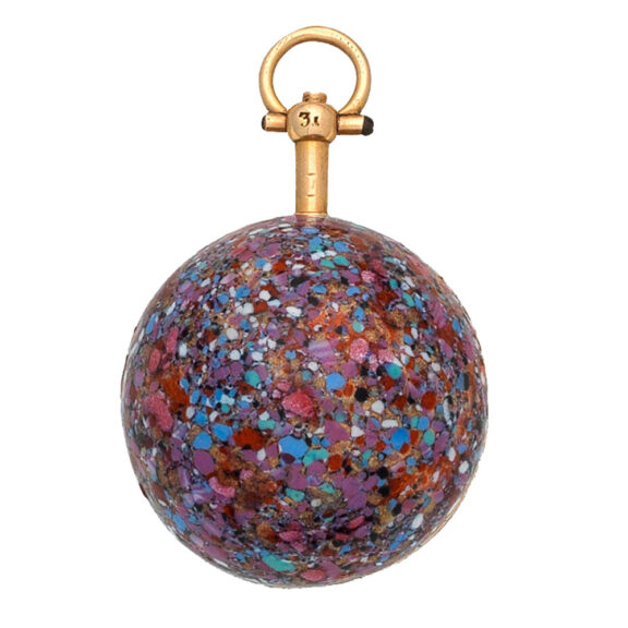 French gold and enamel ball form pocket watch Circa 1790